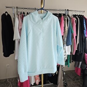 Nine West Aqua Textured Hoodie
